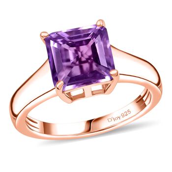 D'Joy ASSCHER-SCHLIFF AAA Rose De France Amethyst Ring 925 Silber 750 ros&eacute;vergoldet (Gr&ouml;&szlig;e 21.00) ca. 2.53 ct