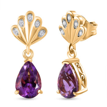 D'Joy AAA Rose De France Amethyst und Zirkon Ohrringe - 2,45 ct.