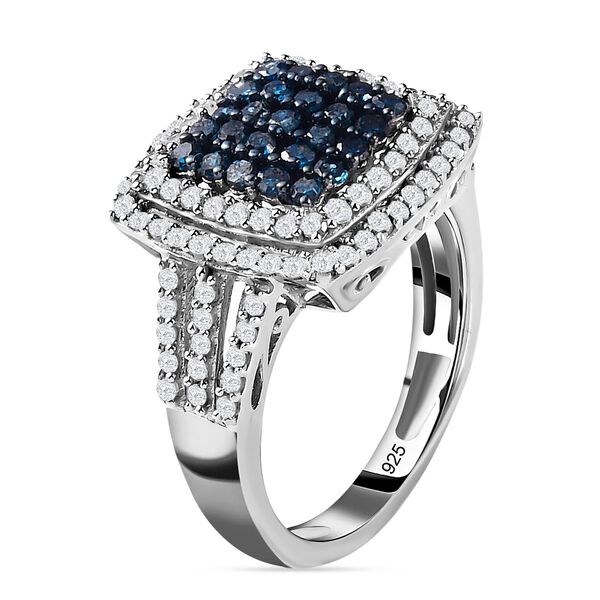 Blauer und wei&szlig;er Diamant Ring, 925 Silber platiniert (Gr&ouml;&szlig;e 20.00) ca. 1.00 ct image number 5