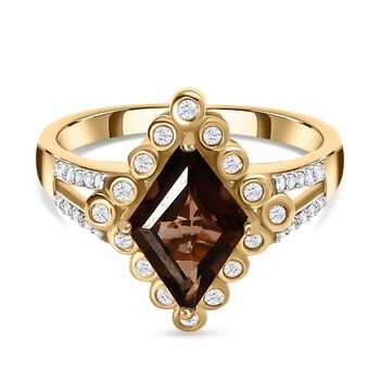 Rauchquarz, Kanchanaburi Blauer Saphir Ring 925 Silber Gelbgold Vermeil (Gr&ouml;&szlig;e 18.00) ca. 2,25 ct