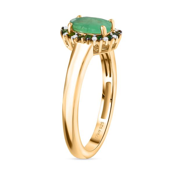 D'Joy Kagem sambischer Smaragd, gr&uuml;ner Diamant und Zirkon Ring - 0,91 ct. image number 5