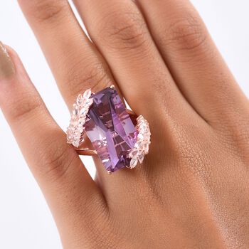D'Joy AAA Rose De France Amethyst, Wei&szlig;er Topas Ring 925 Silber 750 Ros&eacute;gold Vermeil (Gr&ouml;&szlig;e 17.00) ca. 23,70 ct