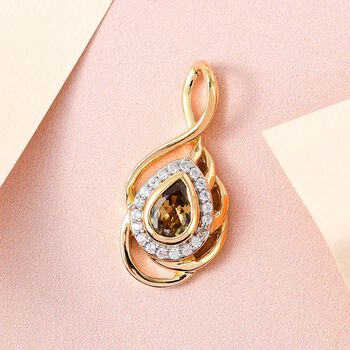 Nat&uuml;rlicher, goldener Tansanit und Zirkon-Anh&auml;nger - 0,60 ct.