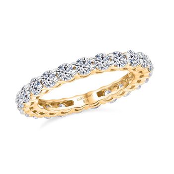 LUXURIANT SGL zertifizierter SI-GH Labor Diamant Ring, 925 Silber 750 Gelbgold Vermeil - 2 ct.