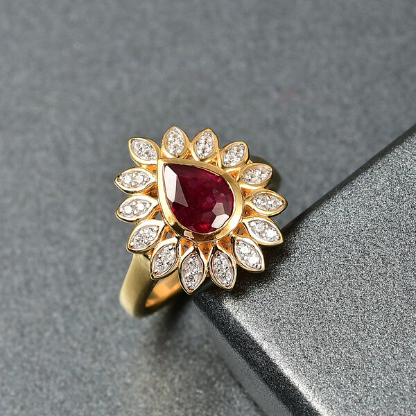 D'Joy Afrikanischer Rubin und Zirkon Ring und Anh&auml;nger image number 2