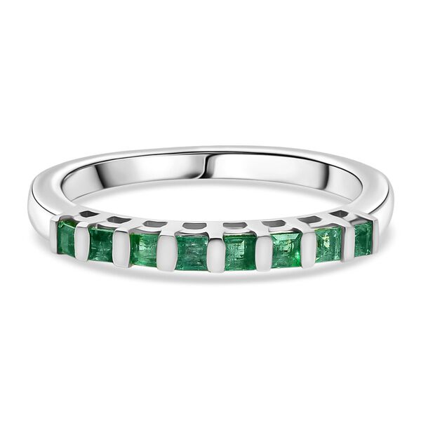 Kagem sambischer Smaragd Ring, 925 Silber rhodiniert - 0,39 ct.