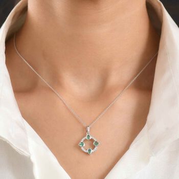 LUXURIANT AAA Kagem sambischer Smaragd und Labor Diamant Anh&auml;nger mit 50cm Kette - 0,68 ct.