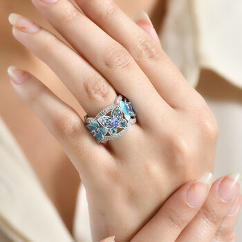 GP Trionfo Kollektion - Tansanit, Blauer Apatit Ring 925 Silber rhodiniert (Gr&ouml;&szlig;e 18.00) ca. 1.61 ct