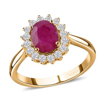 LUXORO AAA Nat&uuml;rlicher Mosambik-Rubin, Wei&szlig;er Diamant Ring 585 Gold (Gr&ouml;&szlig;e 20.00) ca. 1,79 ct