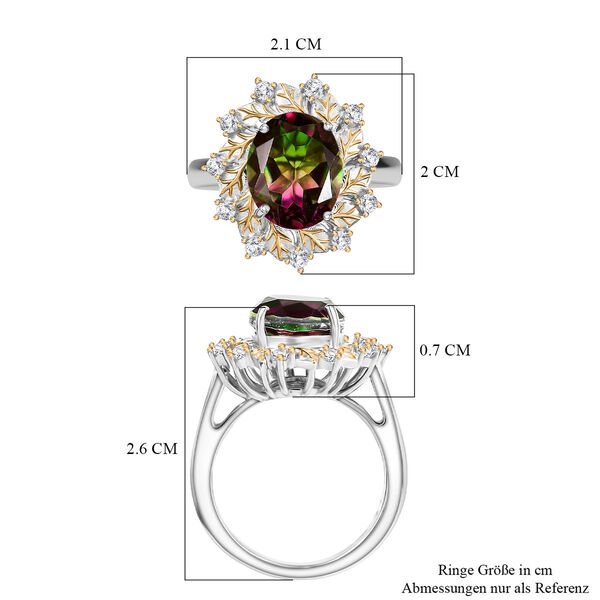 D'Joy Wassermelonen Triplett Quarz und Zirkon zweifarbiger Ring und Anh&auml;nger mit 45cm Kette image number 14