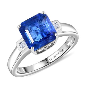 LUXURIANT AA Nat&uuml;rlicher Kaschmir Kyanit und Labor Diamant Ring - 3,15 ct.