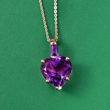 GP Amore Kollektion- AA Rose De France Amethyst, afrikanischer Amethyst und blauer Saphir Anh&auml;nger mit 50cm Kette - 6,31 ct.