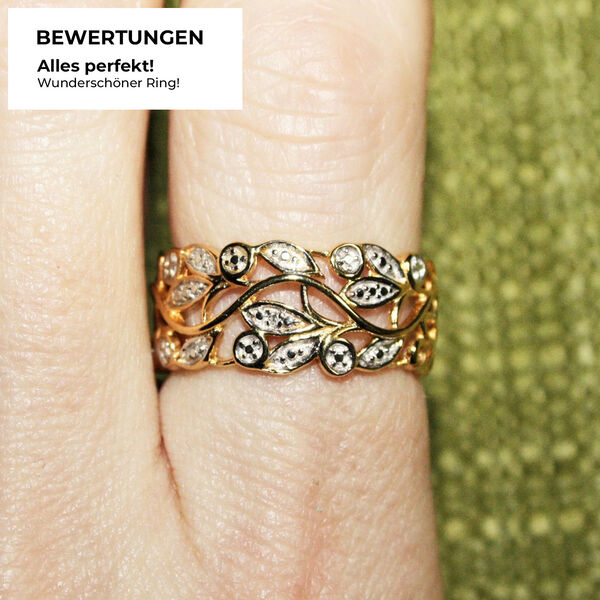 ALLORO Ring, Creolen und Anh&auml;nger mit Diamantakzenten, Silber vergoldet image number 31