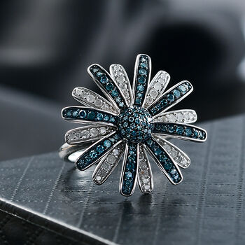 D'Joy blauer und wei&szlig;er Diamant Ring - 1 ct.