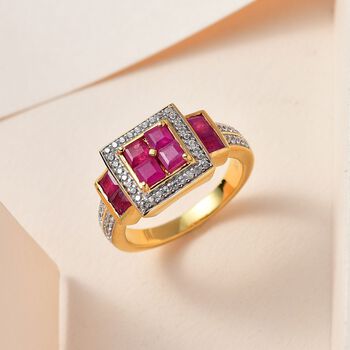 Afrikanischer Rubin-Ring, (Fissure gef&uuml;llt), 925 Silber Gelbgold Vermeil
