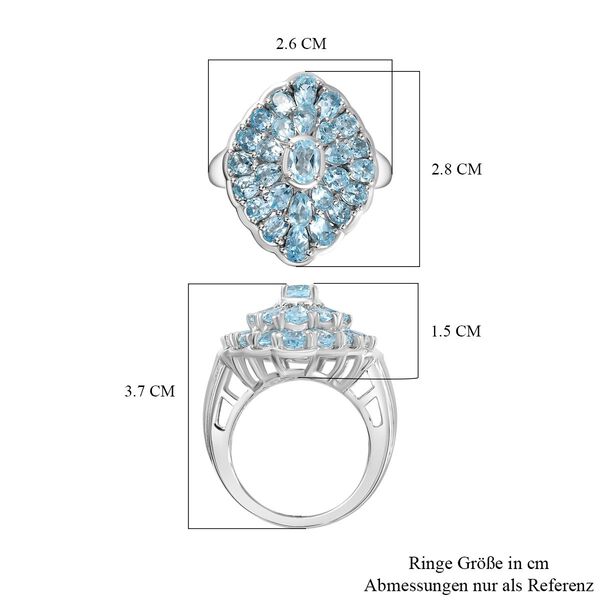 Himmelblauer Topas Ring, 925 Silber rhodiniert (Gr&ouml;&szlig;e 19.00) ca. 5.47 ct image number 7