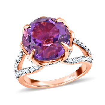 Rose De France Amethyst und Zirkon Ring- 8,04 ct.