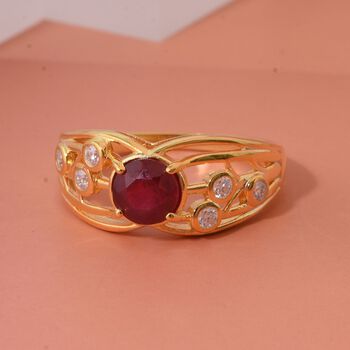 Afrikanischer Rubin  und Moissanit Ring - 1,56 ct.