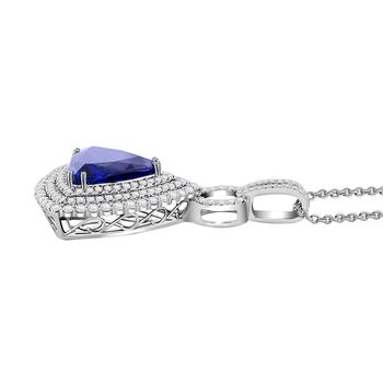 Chairman's Vault Collection - zertifiziert und gepr&uuml;ft RHAPSODY AAAA Tansanit und VS-EF Diamant Anh&auml;nger mit 45cm Kette in 950 Platin - 24,39 ct.