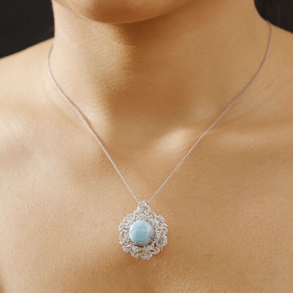 Larimar, himmelblauer Topas und Zirkon Anh&auml;nger - 8,91 ct. image number 2