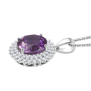AAA Lab Grown Lila Saphir, Lab Grown Diamant Schmuckset ca. 45 cm 417 Gold, 417 Gold Wei&szlig;gold Vergoldet ca. 4.48 ct