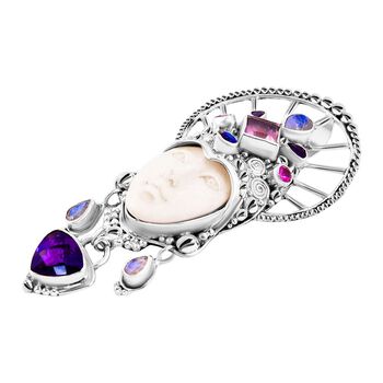 Afrikanischer Amethyst, Rosenquarz Anh&auml;nger 925 Silber ca. 7,81 ct.