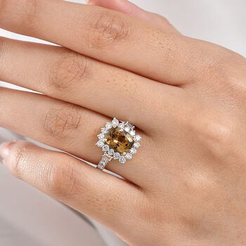 Luxuriant - AAA Nat&uuml;rlicher goldener Tansanit, Lab Grown Diamant Ring 417 Gold (Gr&ouml;&szlig;e 18.00) ca. 2.85 ct