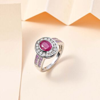 Montepuez-Rubin und Moissanit Ring, ca. 2,19 ct.