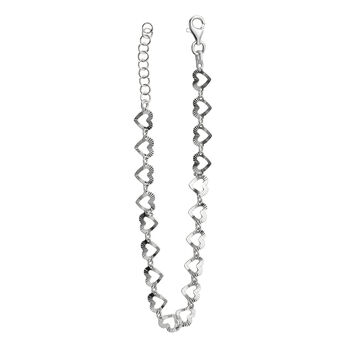 18cm Armband mit diamantgeschliffenen Herzmotiven, 925 Silber rhodiniert