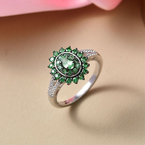 D'Joy AA Tsavorite Granat und Zirkon Ring und Anh&auml;nger mit 50cm Kette image number 9