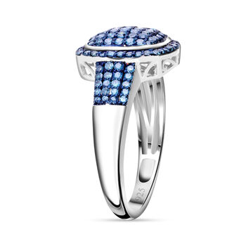 Blauer Diamant Ring 925 Silber platiniert (Gr&ouml;&szlig;e 17.00) ca. 1.00 ct