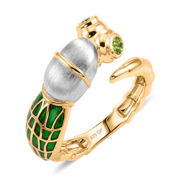 GP - AA Peridot, Kanchanaburi Blauer Saphir Ring 925 Silber 750 Vergoldet (Gr&ouml;&szlig;e 17.00)