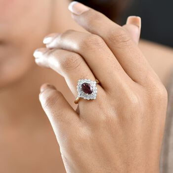 LUXURIANT AAA Rubellit und Labor Diamant Ring in 417 Gold - 1,78 ct.