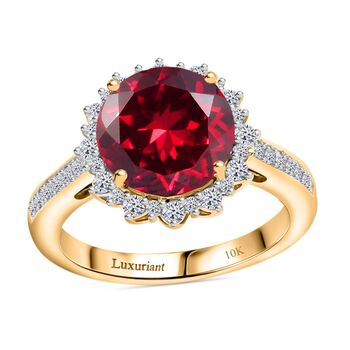 LUXURIANT DIAMOND- zertifiziert und gepr&uuml;ft AAA Labor Padparadscha Saphir und Labor Diamant Ring in 417 Gold - 4,32 ct.