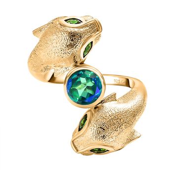 GP Trionfo Kollektion- Pfau Triplett Quarz, Chromdiopsid und Kanchanaburi blauer Saphir-Ring - 1,87 ct.