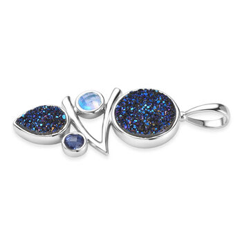 Sajen Silber - Drusy Achat Anh&auml;nger 925 Silber rhodiniert ca. 6.92 ct