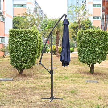 Garten Sonnenschirm, Stahlgestell, 3m, 6 Streben, Dunkelblau