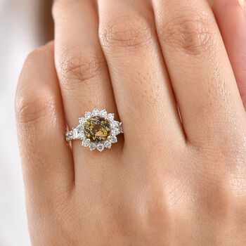 LUXURIANT AAA nat&uuml;rlicher goldener Tansanit und Labor Diamant Ring in 417 Gold - 2,95 ct.