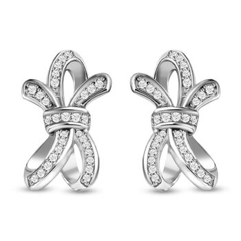 GP Ribbon Kollektion - Wei&szlig;e Diamant und Kanchanaburi blaue Saphir-Ohrringe -