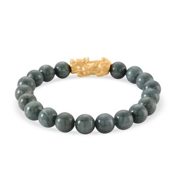 EXTREM SELTEN Nat&uuml;rlicher Olmek Jadeit Armband Flexibles (18 - 19 cm) 925 Silber vergoldet ca. 150,00 ct.