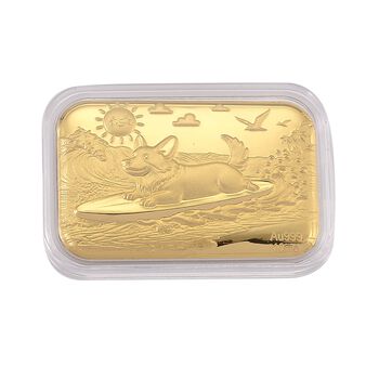 999er Goldfolie mit Hundmotiv, 10mg, 3,1x4,5cm