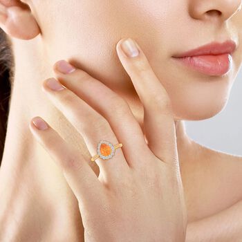 LUXORO zertifiziert und gepr&uuml;ft AAA Fanta Granat und wei&szlig;er Diamant Ring in 417 Gold - 1,7 ct.