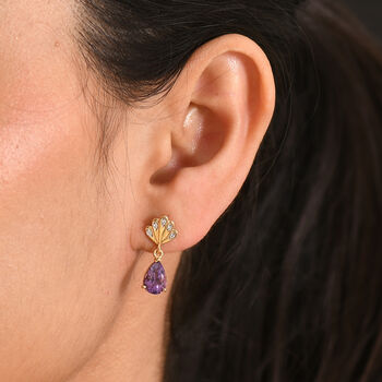 D'Joy AAA Rose De France Amethyst und Zirkon Ohrringe - 2,45 ct.