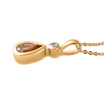 AAA Turkizit und wei&szlig;er Zirkon-Anh&auml;nger mit Kette, 50 cm - 0,87 ct.