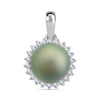 ILIANA zertifiziert und gepr&uuml;ft AAA Tahiti Perle und SI Diamant Halo Anh&auml;nger in 750 Wei&szlig;gold