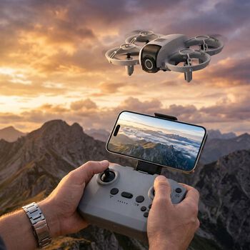 Aerovision Dual Kamera Drohne, Hinderniserkennung, 11,5x14x4,5cm, Grau