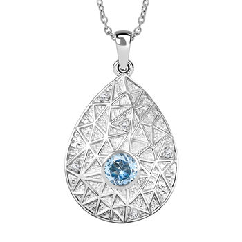 EverTrue himmelblauer und wei&szlig;er Topas Anh&auml;nger mit 50cm Kette - 1,12 ct.