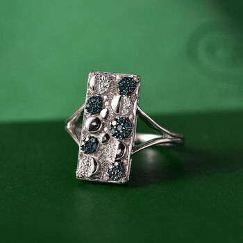 GP Italienische Garten Kollektion - Kanchanaburi Blauer Saphir, Blauer Diamant Ring 925 Silber rhodiniert (Gr&ouml;&szlig;e 18.00) ca. 0.25 ct