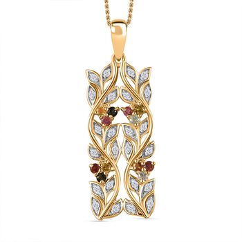 ALLORO AA Multi-Turmalin und Zirkon-Anh&auml;nger mit 45cm Kette - 0.88 ct.