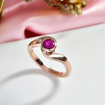 LUXURIANT AAA Labor Rosa Saphir und Zirkon Ring - 0,73 ct.